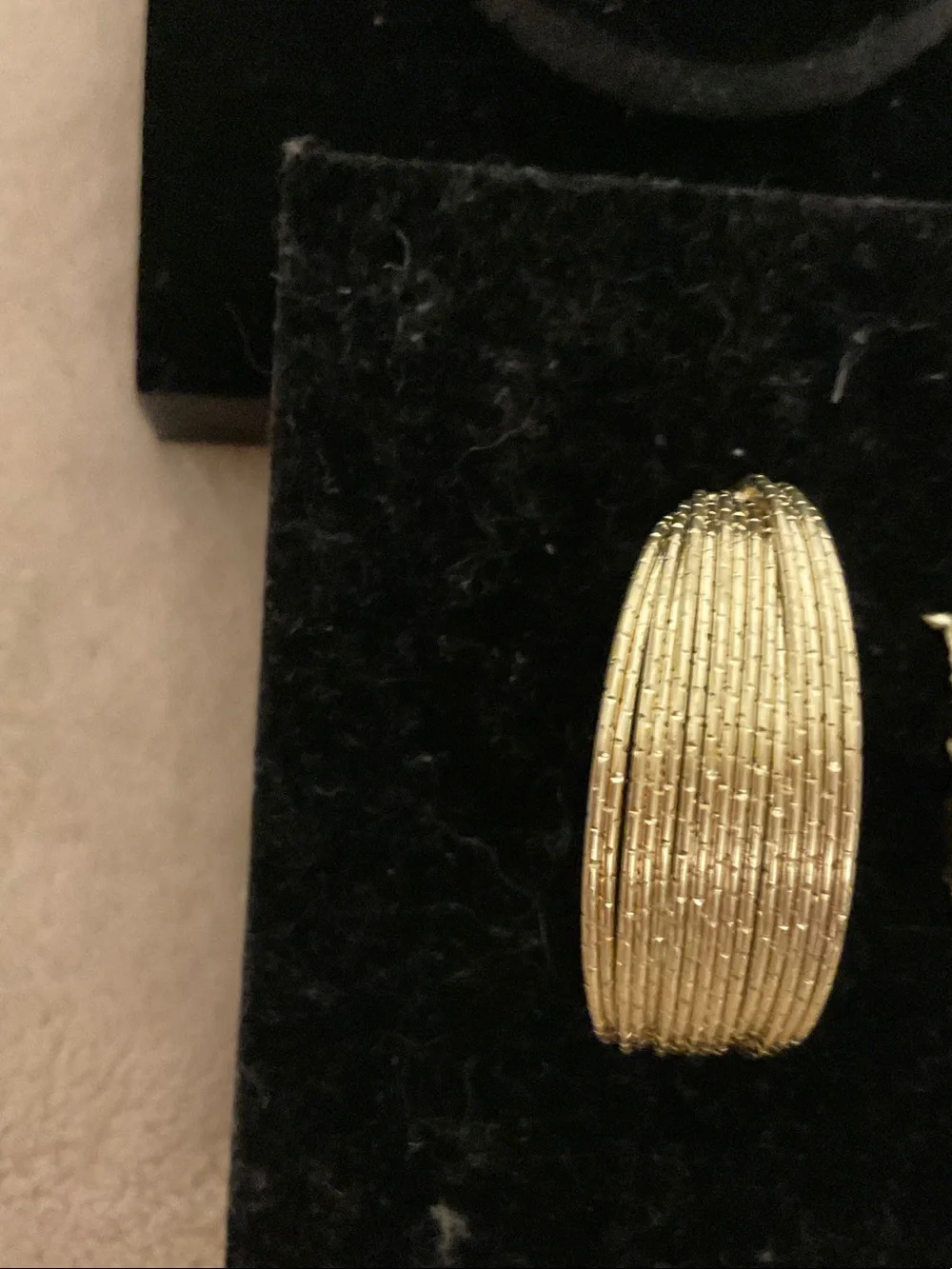 Textured Gold Ribbed Hoop Earrings for Women
